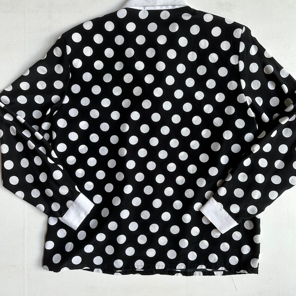 Vintage Black White Polka Dot Button Down Blouse - Picture 6 of 6